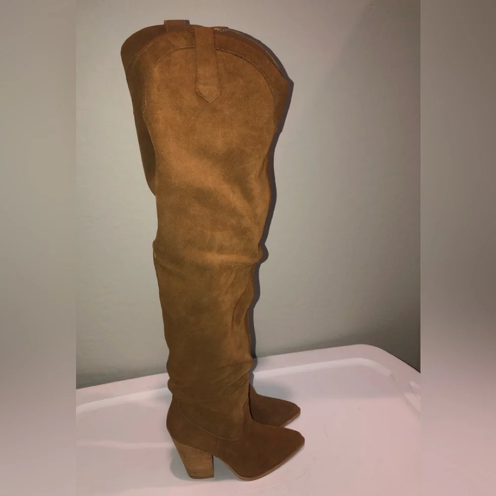 Steve Madden Landy OTK chestnut western boots 6